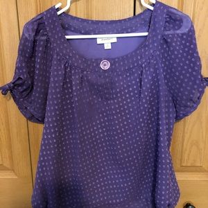 Blouse, purple, lined, short sleeves, cute details